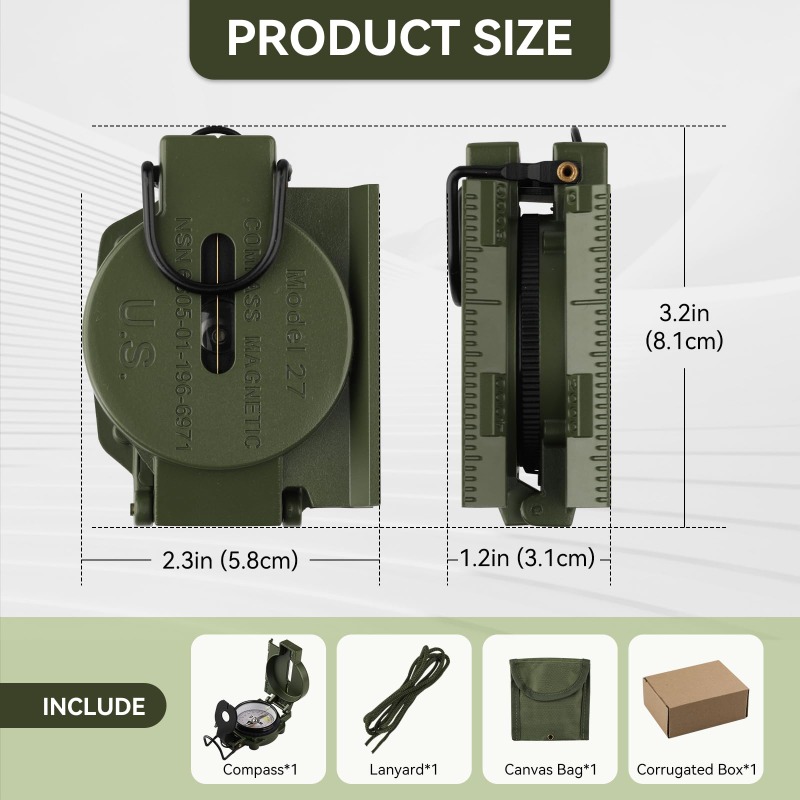 Boussole de qualité militaire, - Compass Lensatic avis et prix